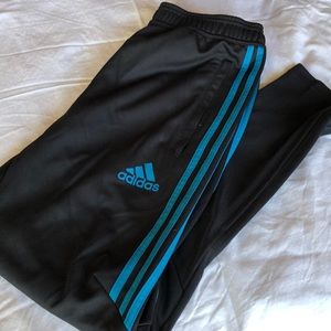 NWOT Adidas Soccer Pants. Black with Blue stripe.